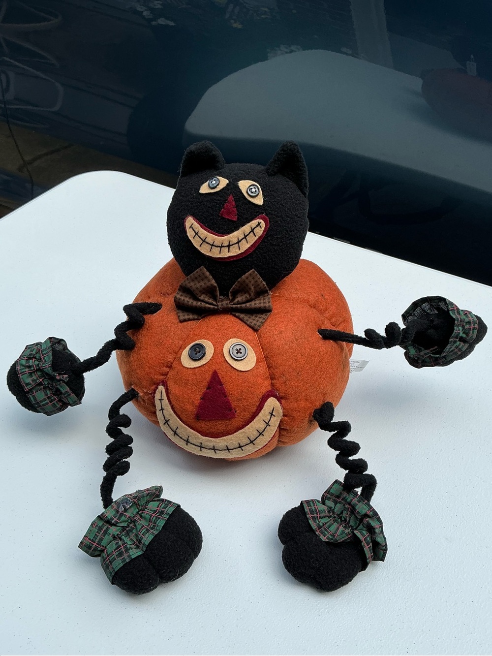 Black & Orange Plush Halloween Pumpkin Cat